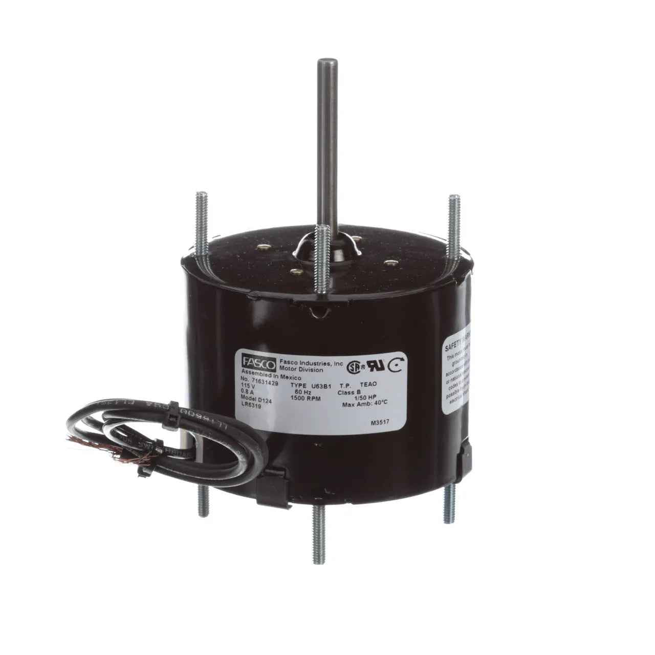 Fasco D124 | Fan and Blower Motor | 1/50 HP, 115 V, 1500 RPM