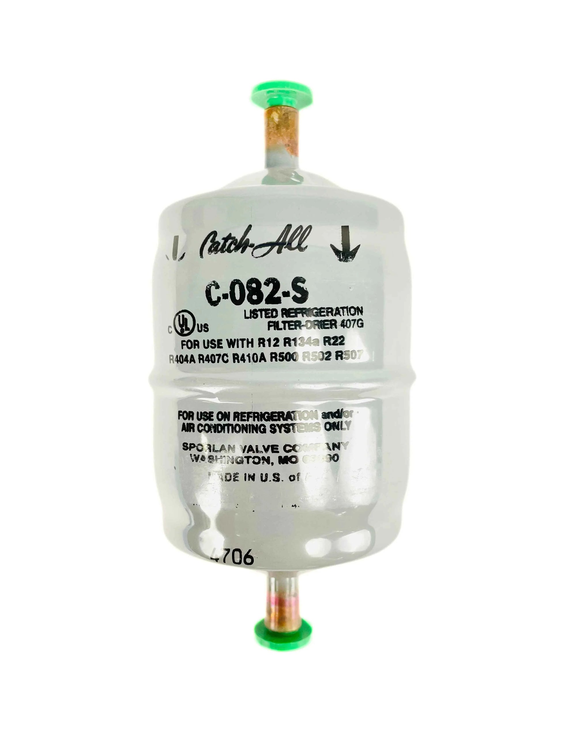 Sporlan C-082-S | Catch-All Filter-Drier, 1/4" ODF Liquid Line